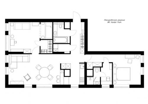 Нестандартная трешка с маленькой кухней в нише. 09