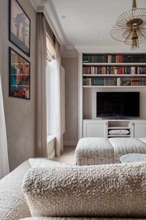 Гармоничный интерьер гостиной с элементами классики. 07