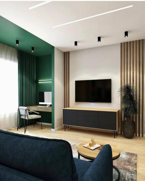 Яркий сочный дизайн квартиры - студии. 02