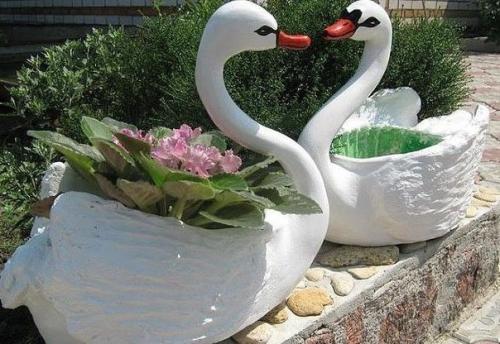 Лебедь - кашпо своими руками. 06