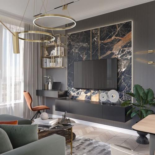 Стильная кухня - гостиная. 07