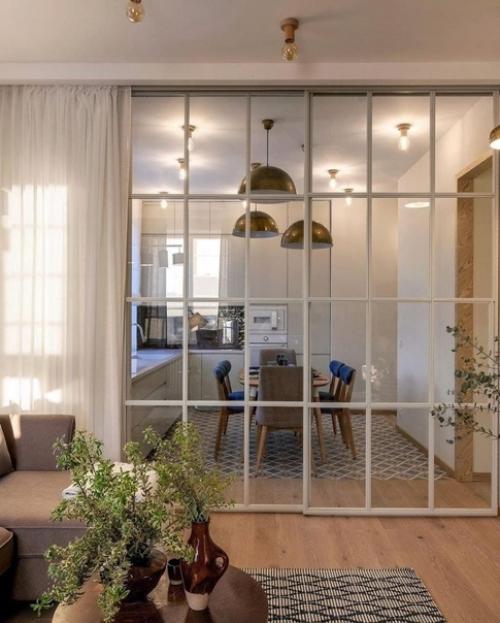 Кухня и гостиная в легком загородном стиле. 03