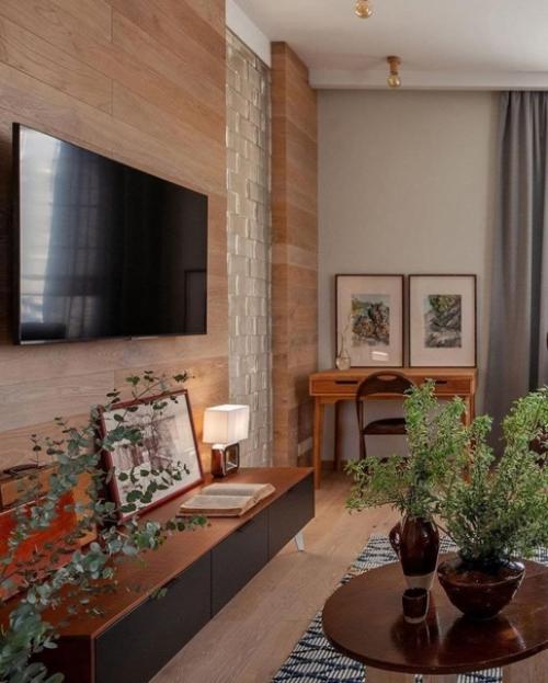 Кухня и гостиная в легком загородном стиле. 06