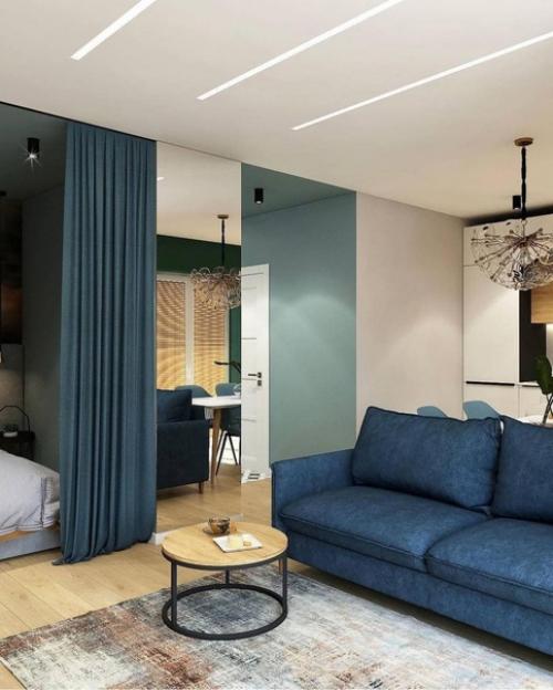 Яркий сочный дизайн квартиры - студии. 03