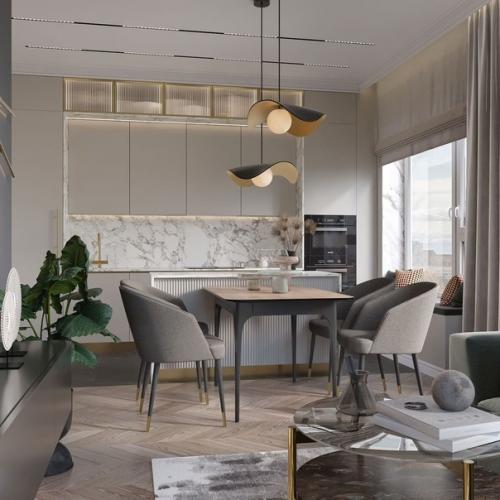 Стильная кухня - гостиная. 04