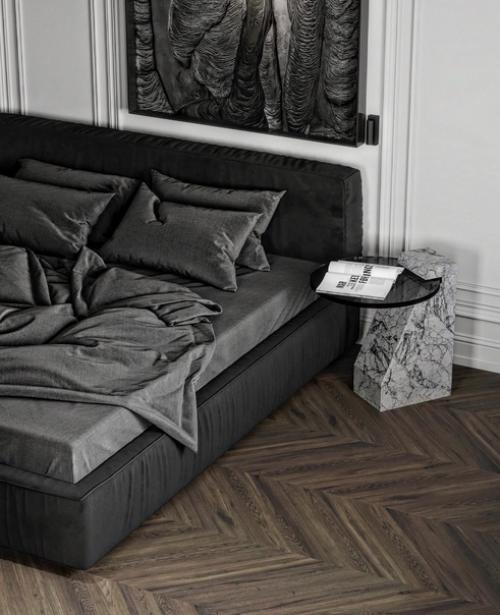 Спальня и ванная комната из проекта квартиры в стиле современная классика. 04