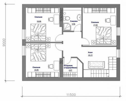 Проект двухэтажного жилого дома Бюджетный-2 - Загородный дом срастущими возможностями. 06