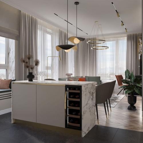 Стильная кухня - гостиная. 01