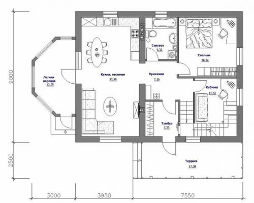 Проект двухэтажного жилого дома Бюджетный-2 - Загородный дом срастущими возможностями. 05