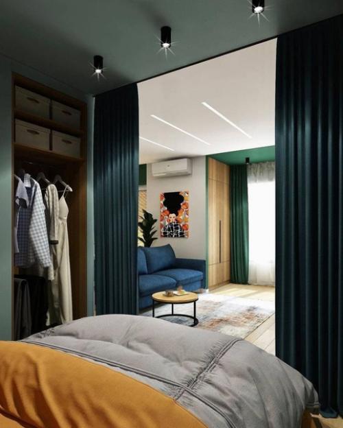 Яркий сочный дизайн квартиры - студии. 04