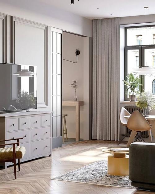 Сочный и яркий интерьер квартиры в современном стиле с интересным декором. 05