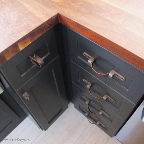 Модный тренд - ручки для мебели из кожи. 02