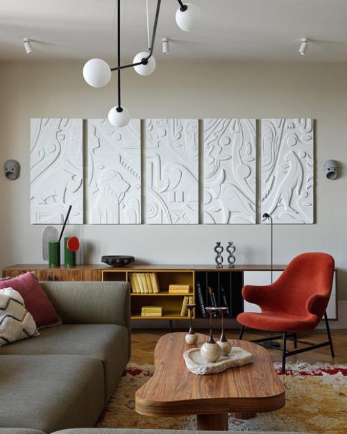 Интерьер квартиры без дизайнерских клише, без трендовых цветов и силуэтов, микс эпох. 03