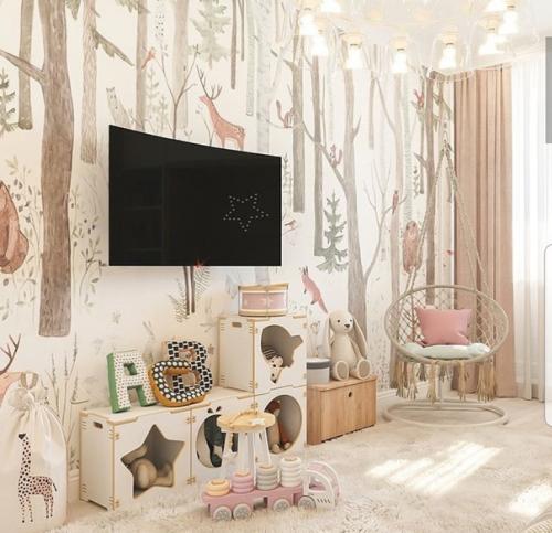 Идея интерьер детской комнаты для 2 детей с раздельными кроватями. 02