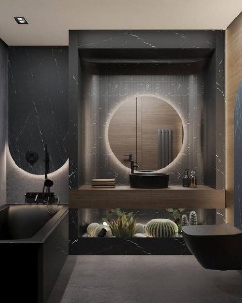 Преобладание природных материалов в дизайне ванной - современные тенденции в настоящее время. 09