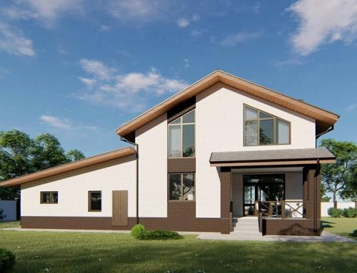 Коттедж мaнcaрднoго типa c тpeмя спaльнями. 01