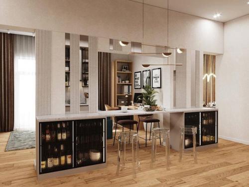 Кухня - гостиная и отдельная столовая в загородном доме. 02