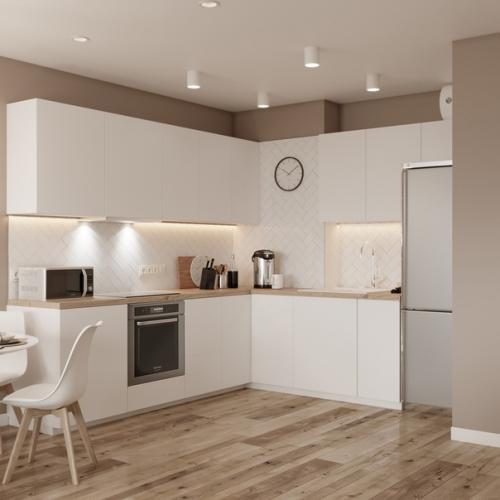 Скандинавская кухня - гостиная для молодой семьи в городе Новосибирске. 04