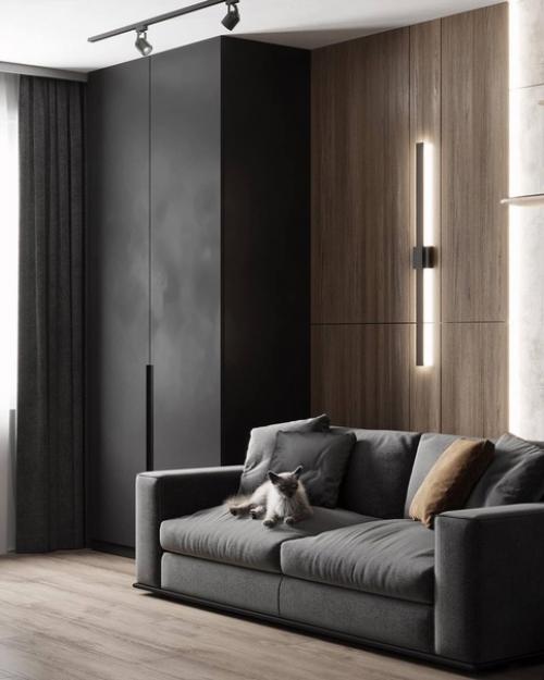 Современный стильный интерьер квартиры в серых тонах. 08