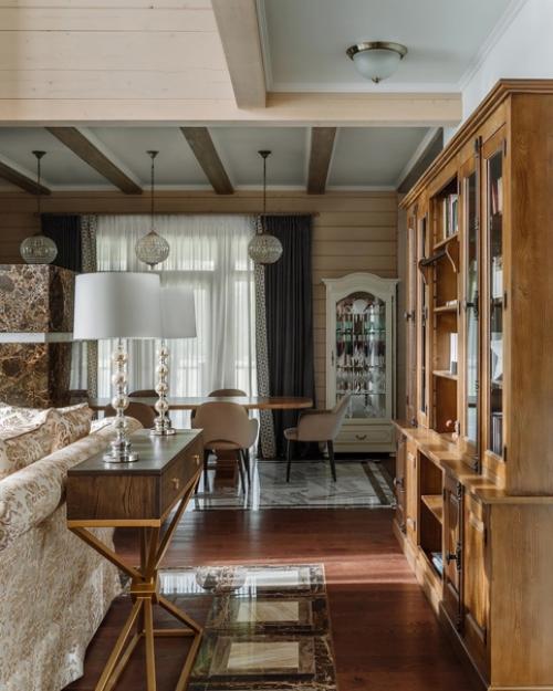 Шикарная зона гостиной в загородном доме. 02