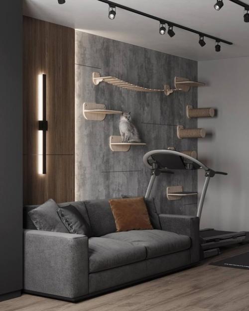 Современный стильный интерьер квартиры в серых тонах. 02