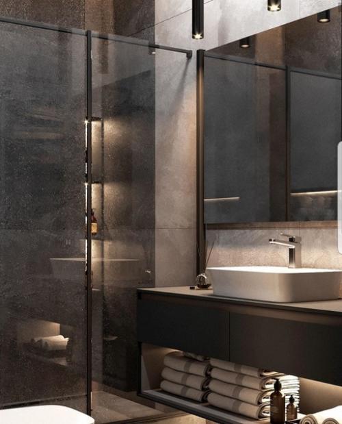 Интерьер небольшой ванной комнаты. 01