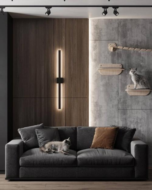 Современный стильный интерьер квартиры в серых тонах. 07