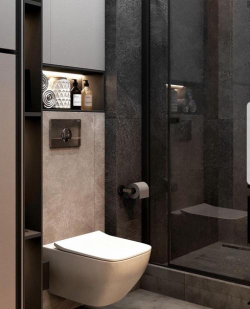 Интерьер небольшой ванной комнаты. 02