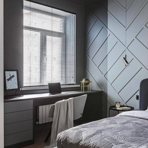 Интерьер кухни - гостиной и спальни в квартире площадью 100 м. 04