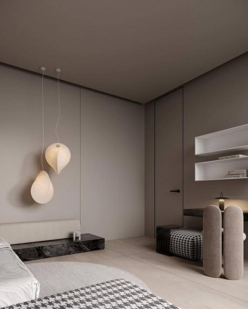 Лаконичный интерьер комнаты в светлых тонах. 05