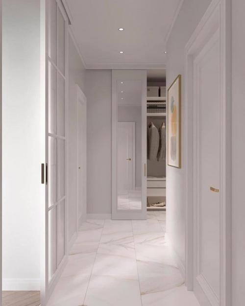 Как вам этот дизайн нежной прихожей в цвете Тиффани с продуманной и большой системой хранения? 06