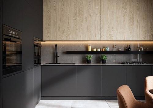 Интерьер загородного дома со стильным современным сочетанием оттенков и декором. 06