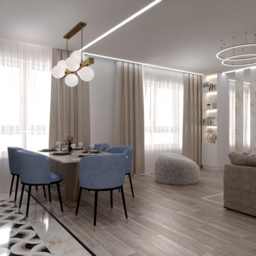 Весенняя кухня - гостиная в Новосибирске. 07