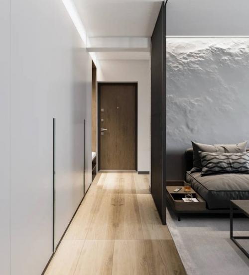 Стильный современный интерьер просторной квартиры с большим количеством естественного света. 03