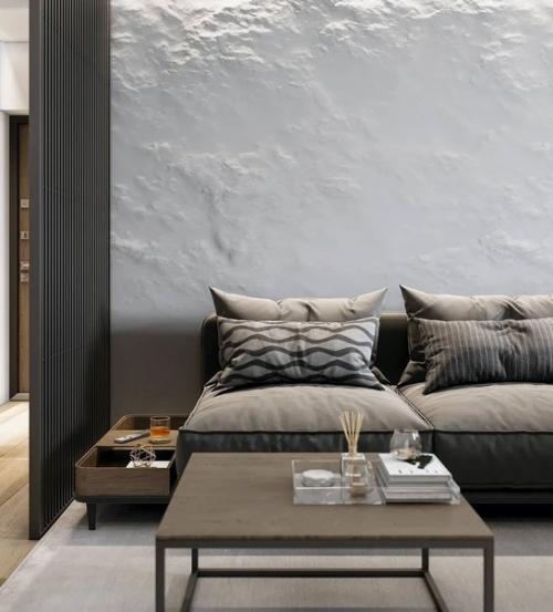 Стильный современный интерьер просторной квартиры с большим количеством естественного света. 07