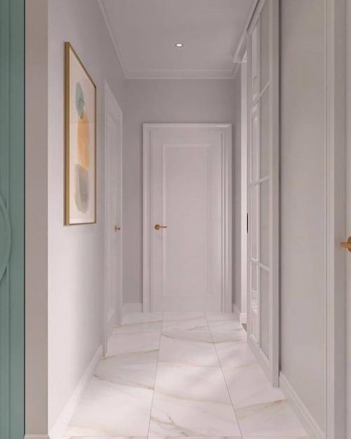 Как вам этот дизайн нежной прихожей в цвете Тиффани с продуманной и большой системой хранения? 02