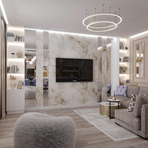 Весенняя кухня - гостиная в Новосибирске. 06