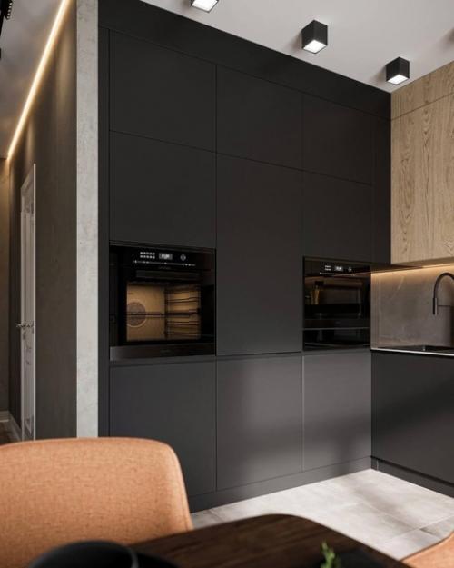 Интерьер загородного дома со стильным современным сочетанием оттенков и декором. 02