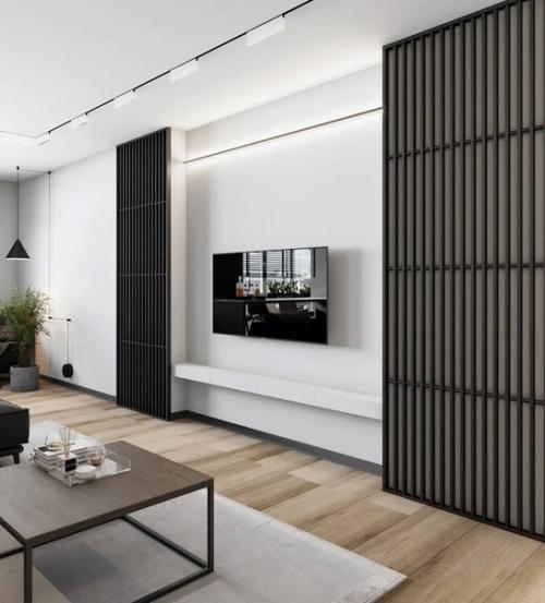 Стильный современный интерьер просторной квартиры с большим количеством естественного света. 05