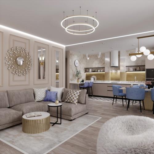 Весенняя кухня - гостиная в Новосибирске. 03