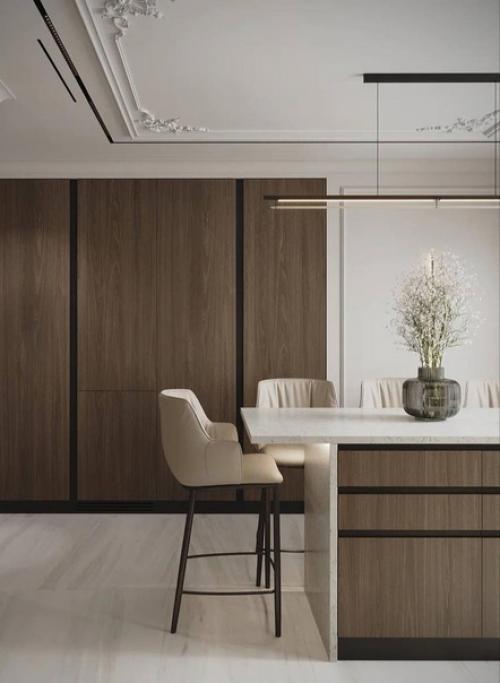 Достаточно сдержанная и минималистичная, но совсем не простая кухня. 05