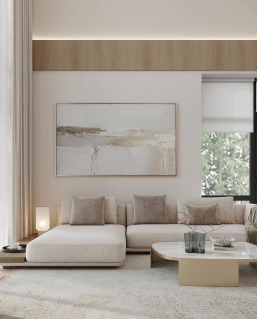 Светлый современный интерьер первого этажа загородного дома. 03