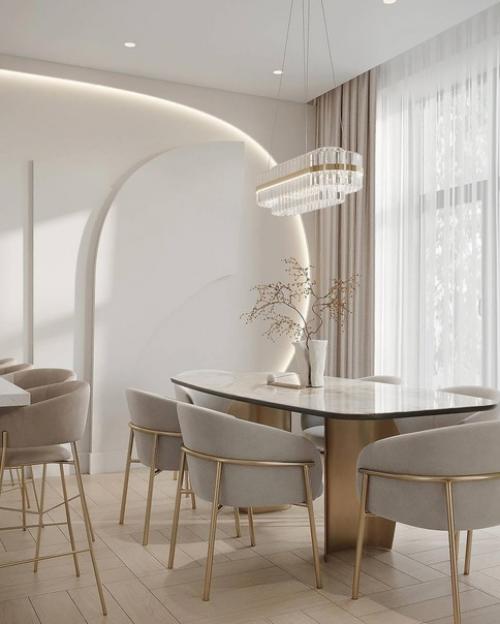 Светлый современный интерьер первого этажа загородного дома. 05