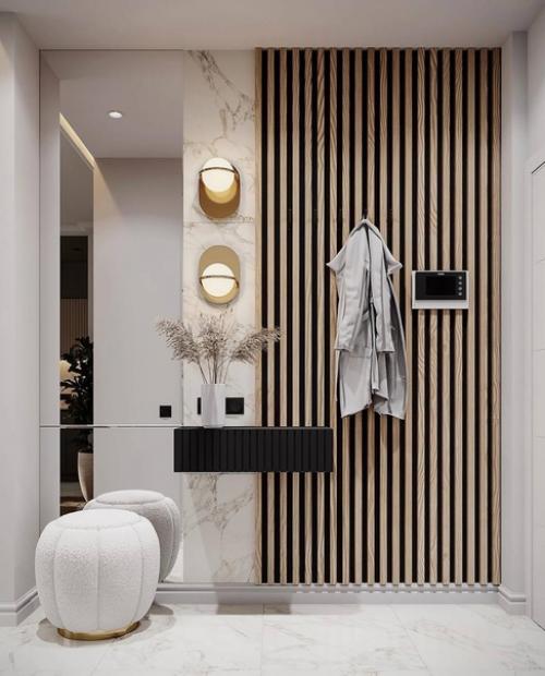 Современный интерьер уютной кухни - гостиной в светлых тонах. 06