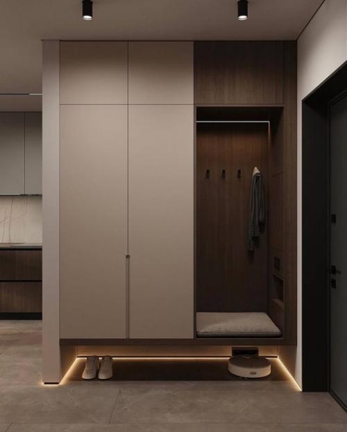 Современный интерьер однокомнатной квартиры в светлых тонах. 04