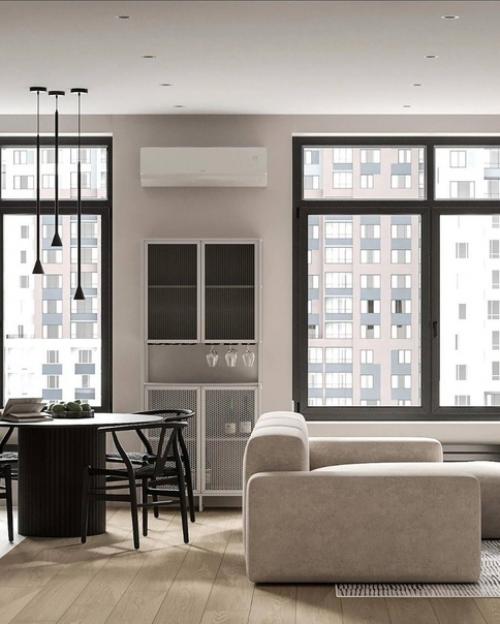 Интерьер кухни - гостиной площадью 29 кв. 03