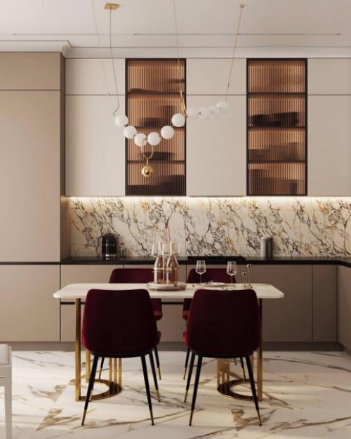 Шикарный дизайн - проект кухни совмещенной с гостиной. 02