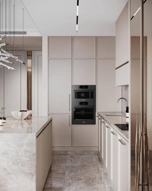 В ленте роскошный интерьер кухни - гостиной. 03