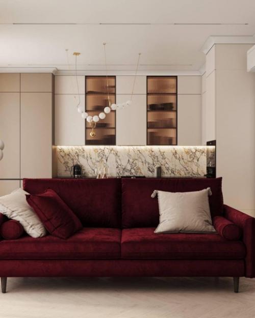 Шикарный дизайн - проект кухни совмещенной с гостиной. 04