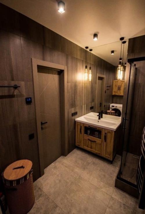 Интересное оформление ванной комнаты. 02